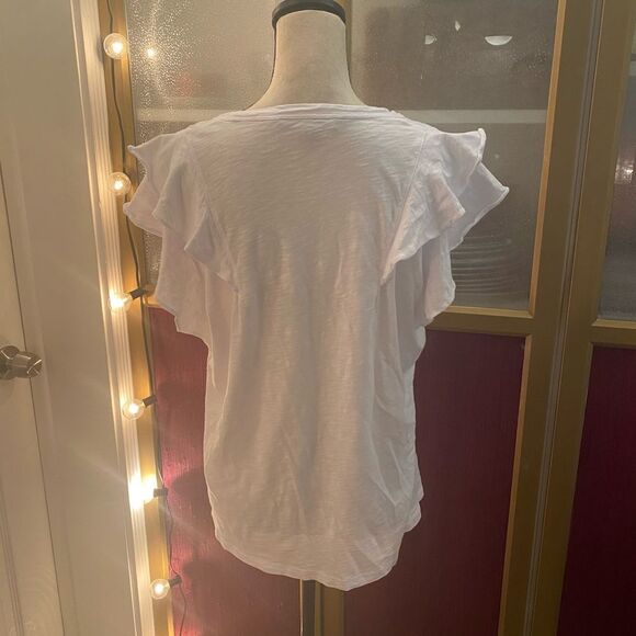 Veronica Beard jeans ruffle T-shirt, L - Picture 8 of 10